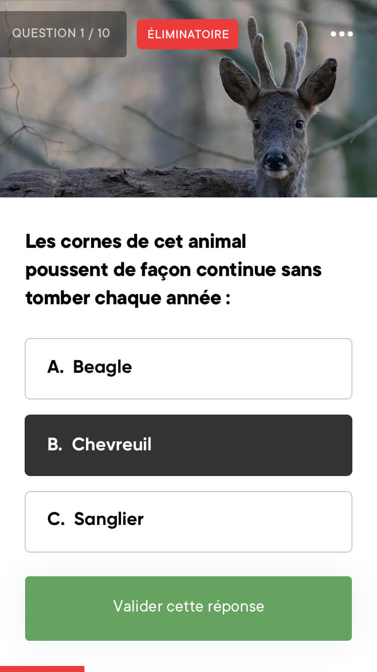 Test sur l'application de la Fédération Nationale des Chasseurs