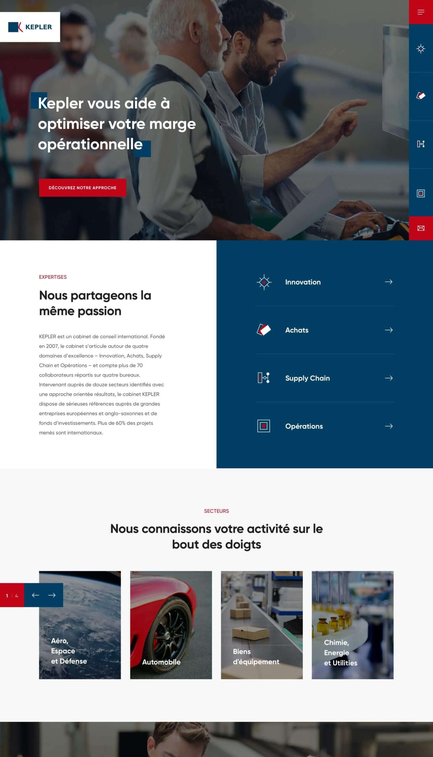 Design de la page accueil Kepler Consulting