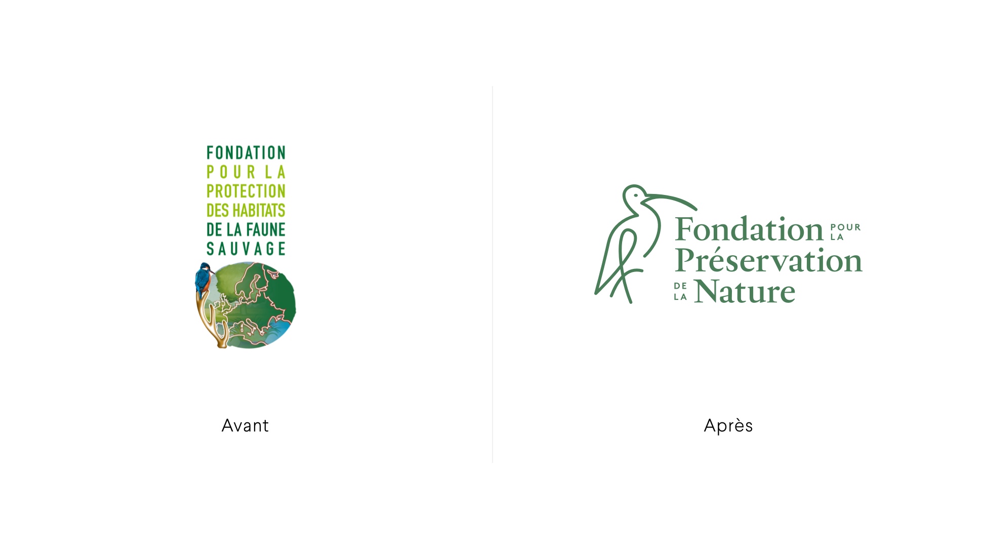 Logo de la Fondation pour la Préservation de la Nature - avant après