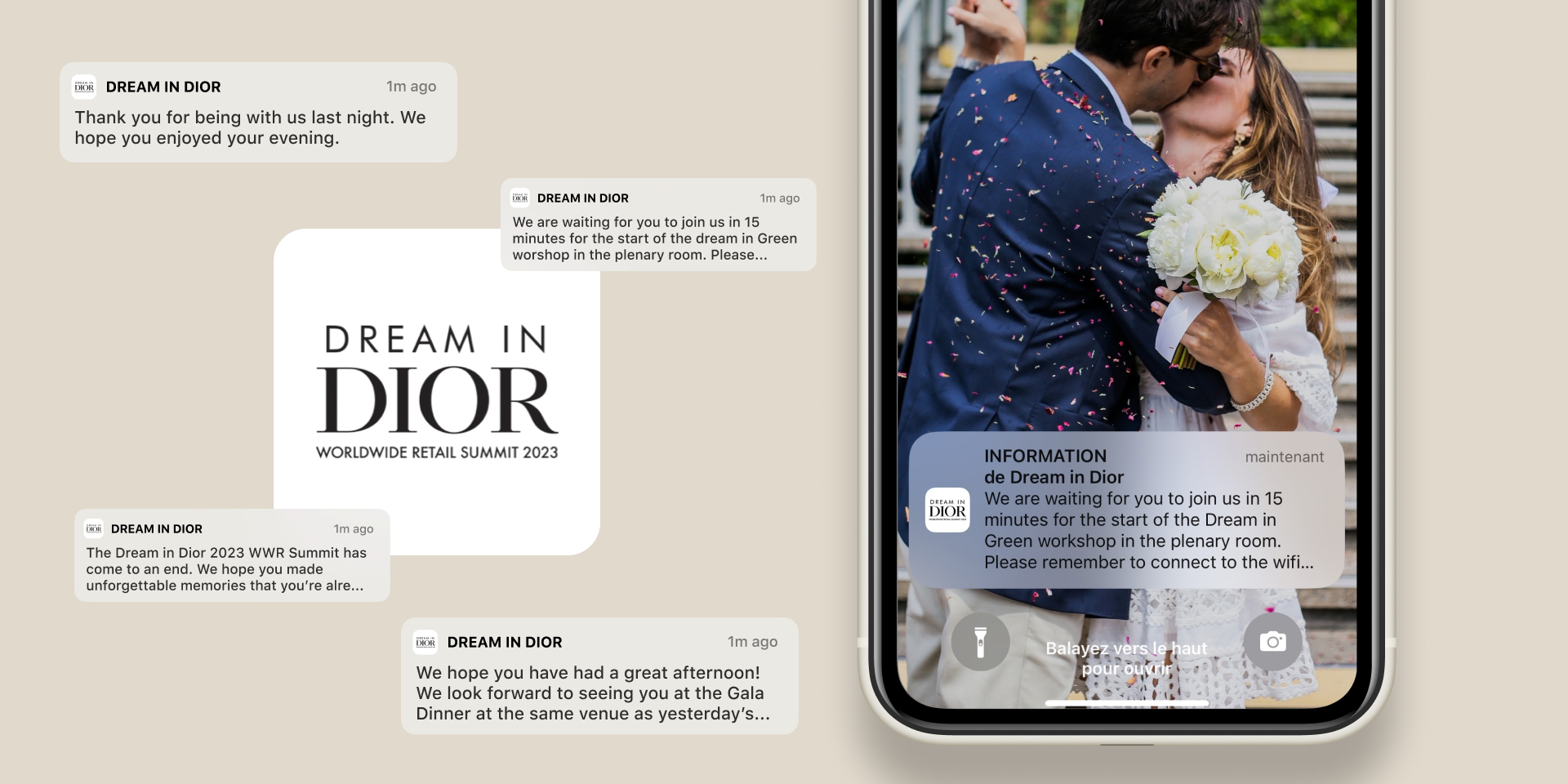 Image en situation de l'application de Dior séminaire