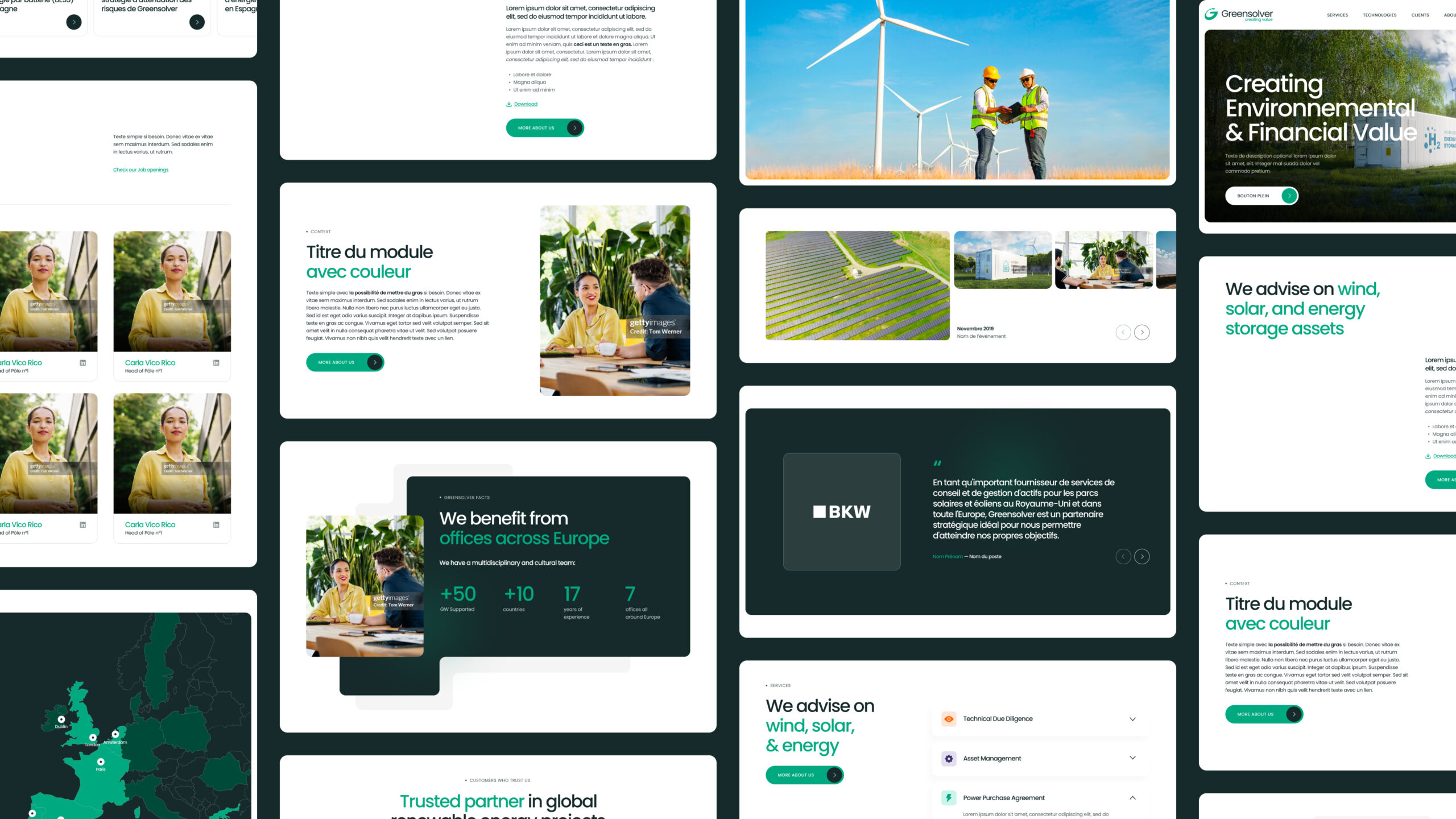 Screen des modules du template master
